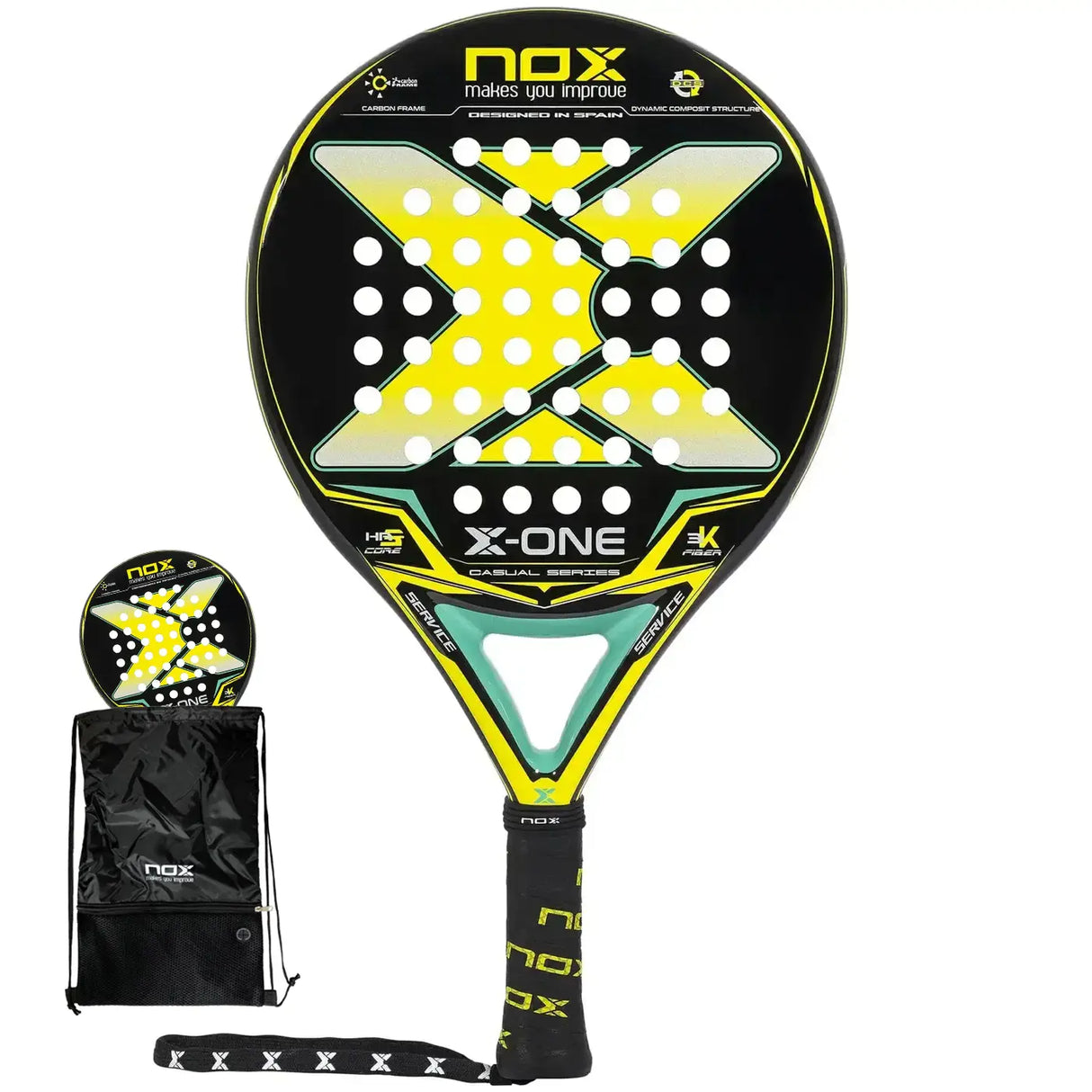 Pala de pádel Nox X-one amarilla y verde